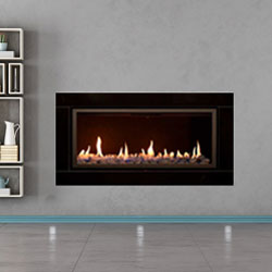 Apex Fires Cirrus X1 HE Black Glass Pebble Hole in the Wall Gas Fire