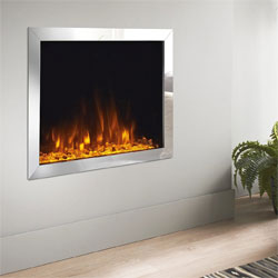 Costa Fires Atlantis SF Silver Trim Hole in Wall Electric Fire