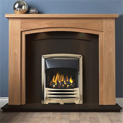 Gallery Allerton Oak Wooden Fireplace with Black Granite Suite