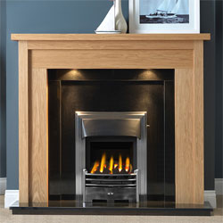 Gallery Askham Oak Wooden Fireplace with Black Granite Suite