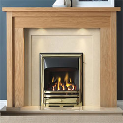 Gallery Askham Oak Wooden Fireplace with Perla Marble Suite