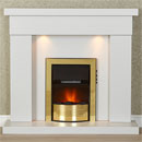 Harrier Fireplaces Acadia Brass Electric Fireplace Suite