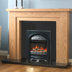 Pureglow Hanley 54 Oak and Black Granite Fireplace