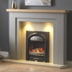 Pureglow Hanley Grey Painted with Oak Shelf Wood Fireplace