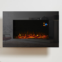 Eko Fires 1110 Black Glass Hang on the Wall Electric Fire